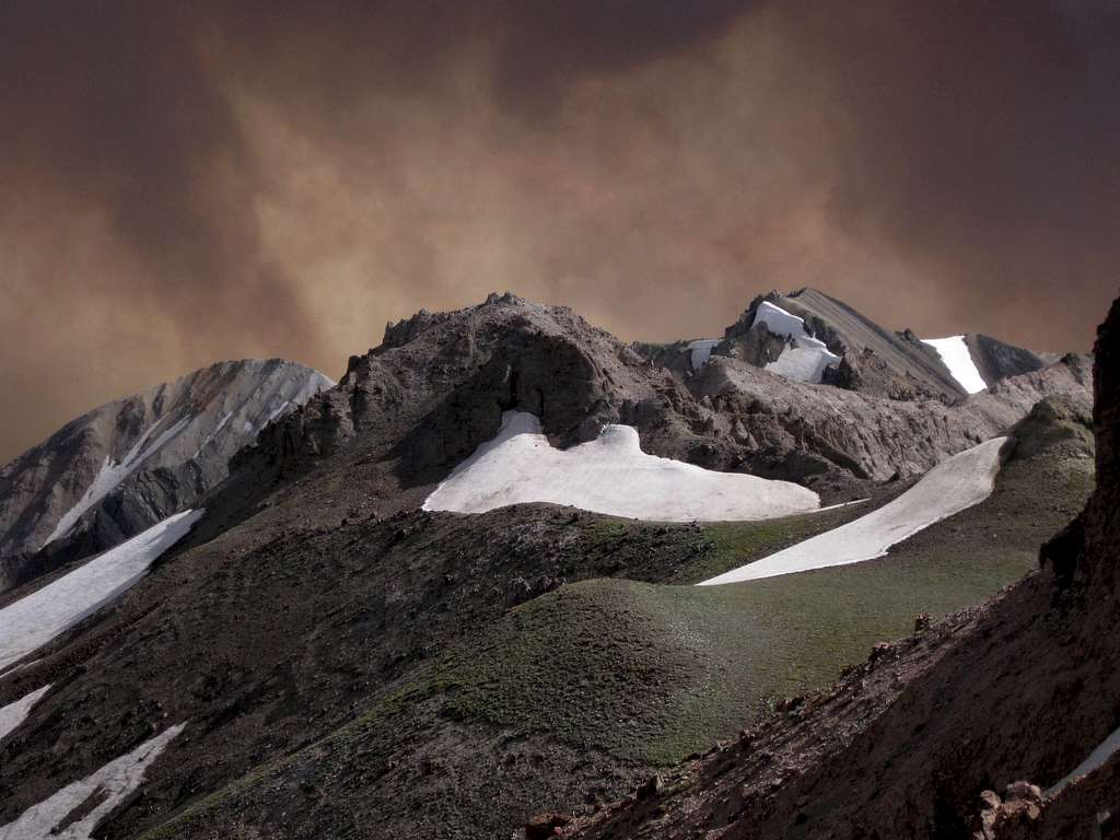 Dunrud Peak, Point 12,284, Dollar Mountain, and Wildfire Smoke