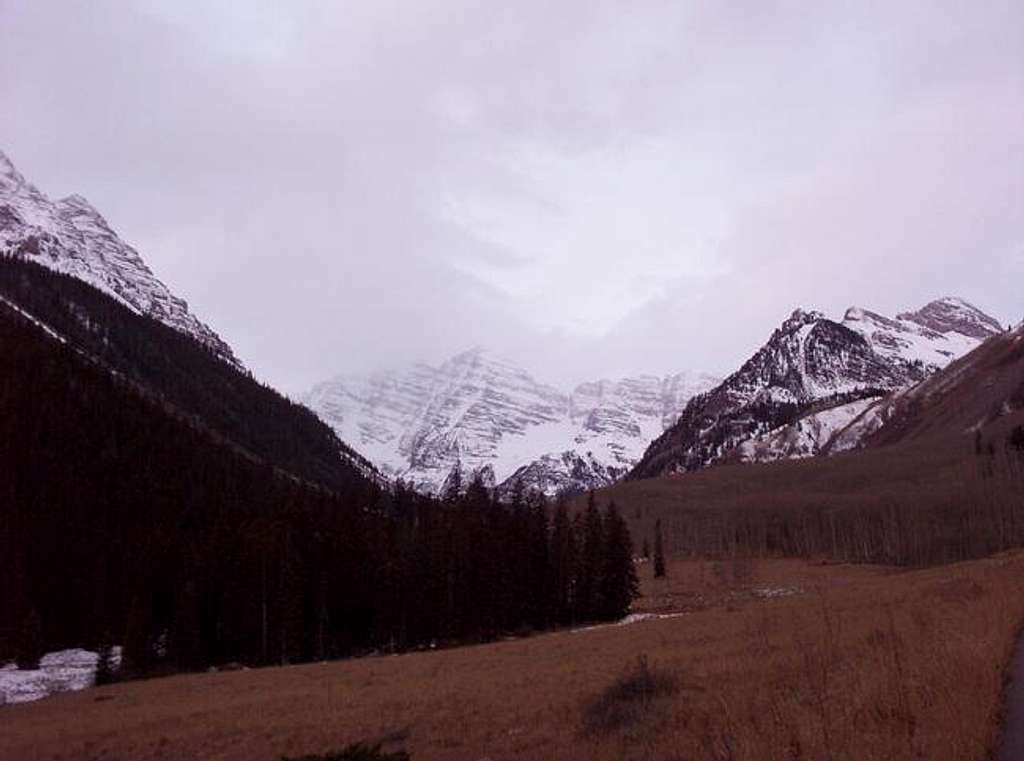 The stormy Maroon Bells from...