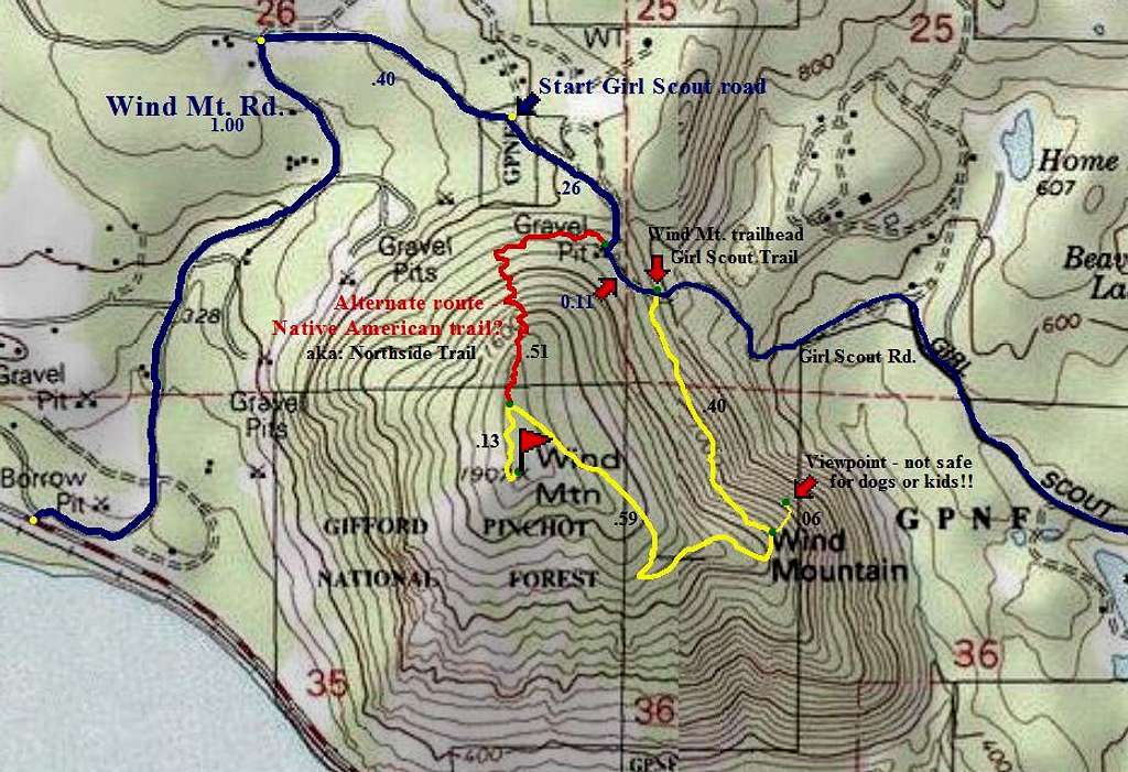 A current map of wind Mt. and area.