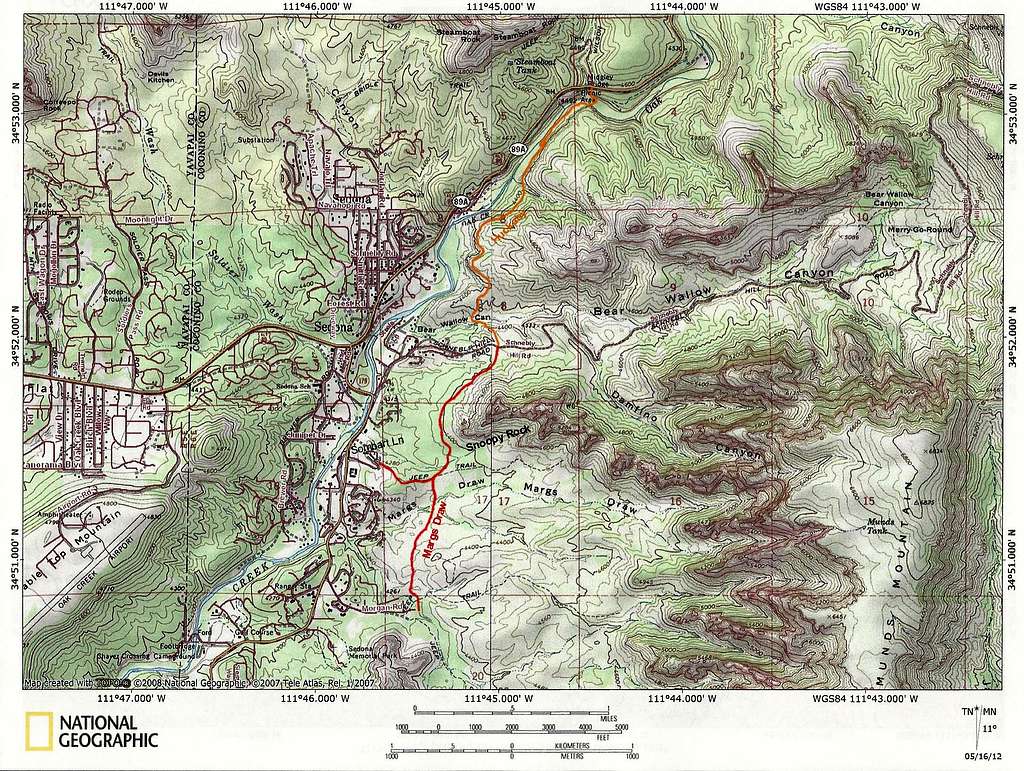 Map of Margs Draw & Huckaby Trails