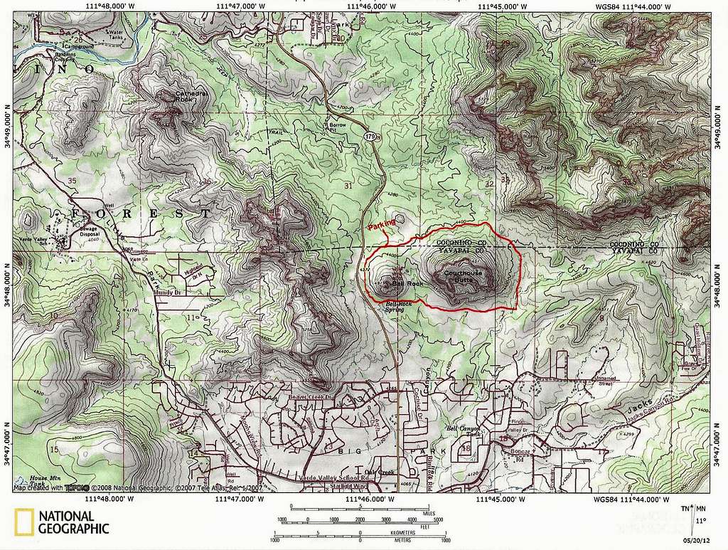Map of Courthouse Butte/Bell Rock Loop Trail