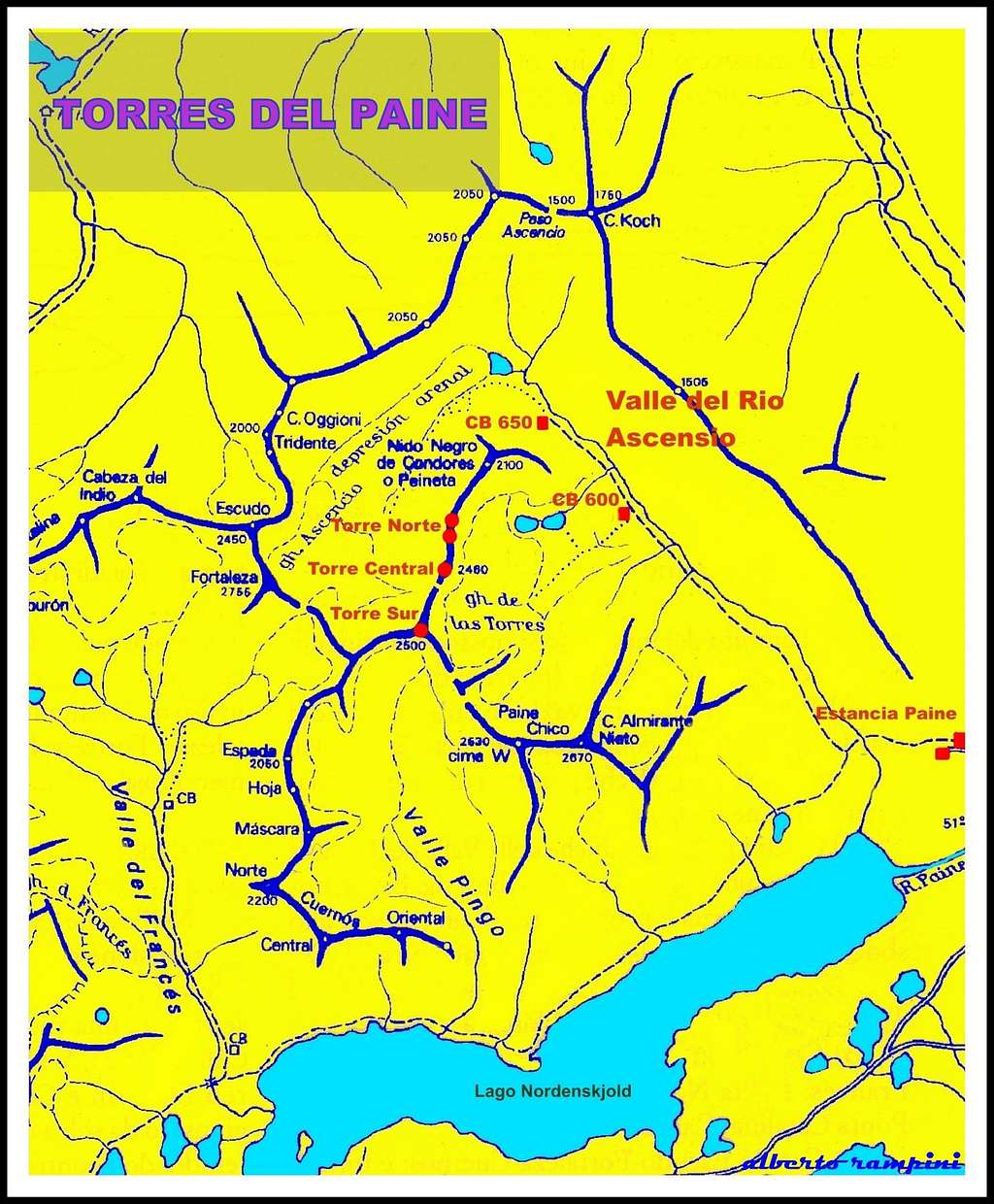 Torres del Paine map