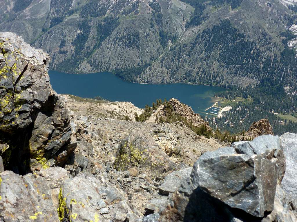 View down to the Twin Lakes from the summit of Robinson Peak