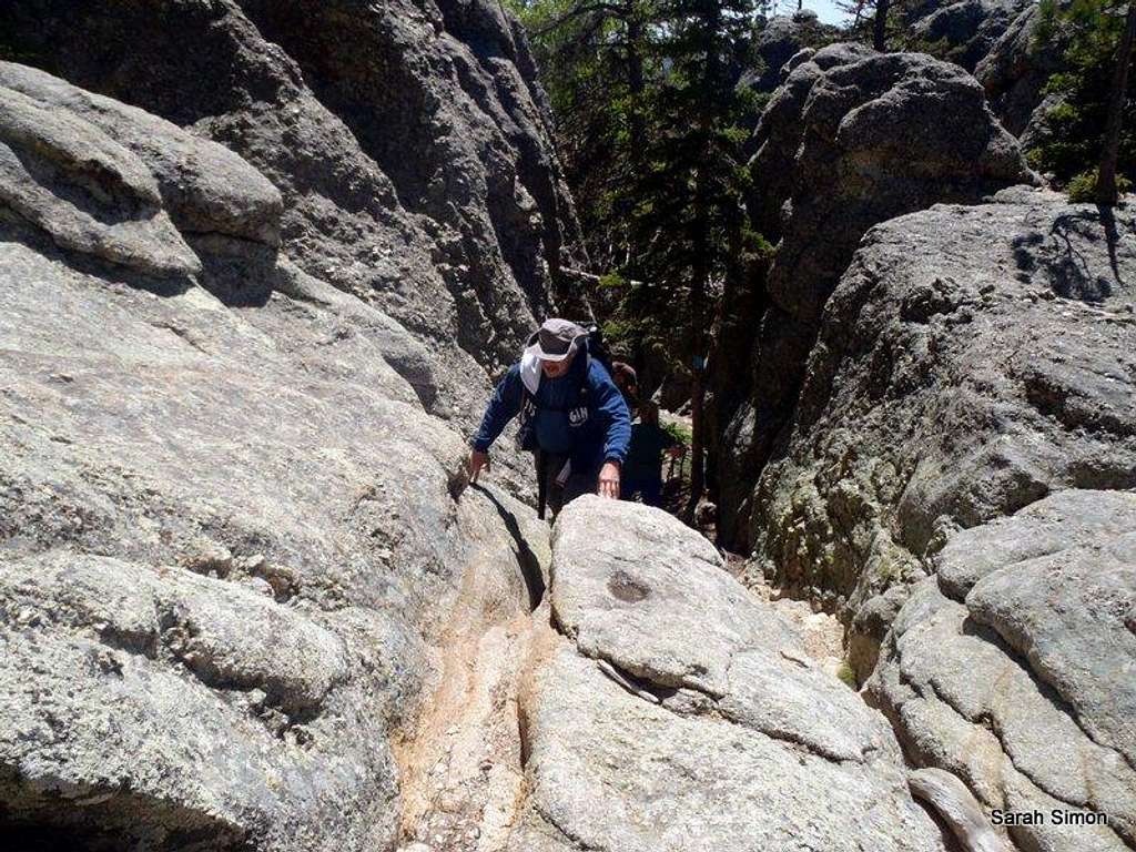 Ascending the initial gully