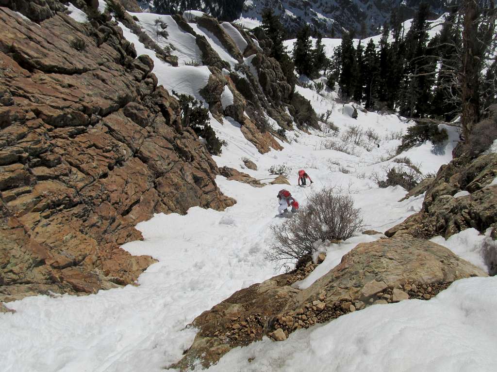 Looking down chute