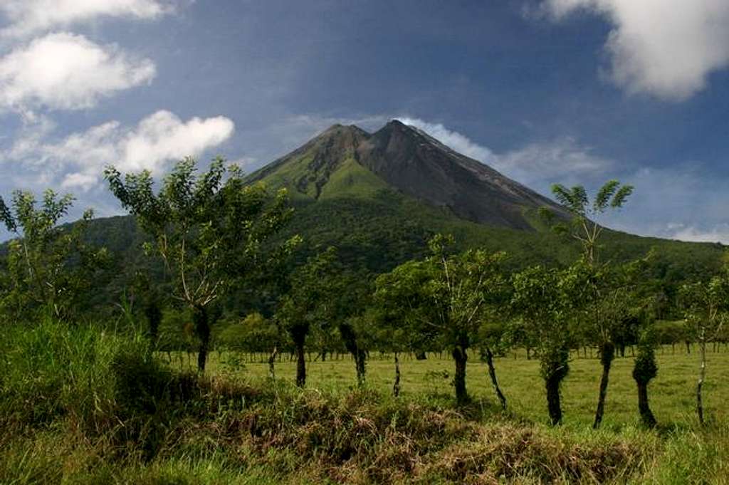 View on the Arenal volcano on a clear day
