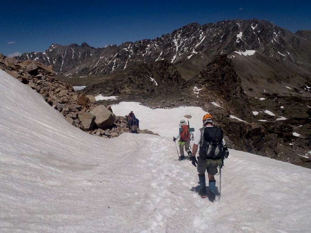 Exiting the snowfield