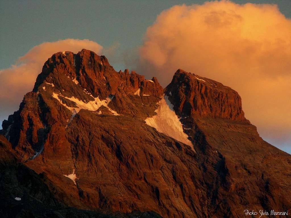 Monte Viso West face at sunset