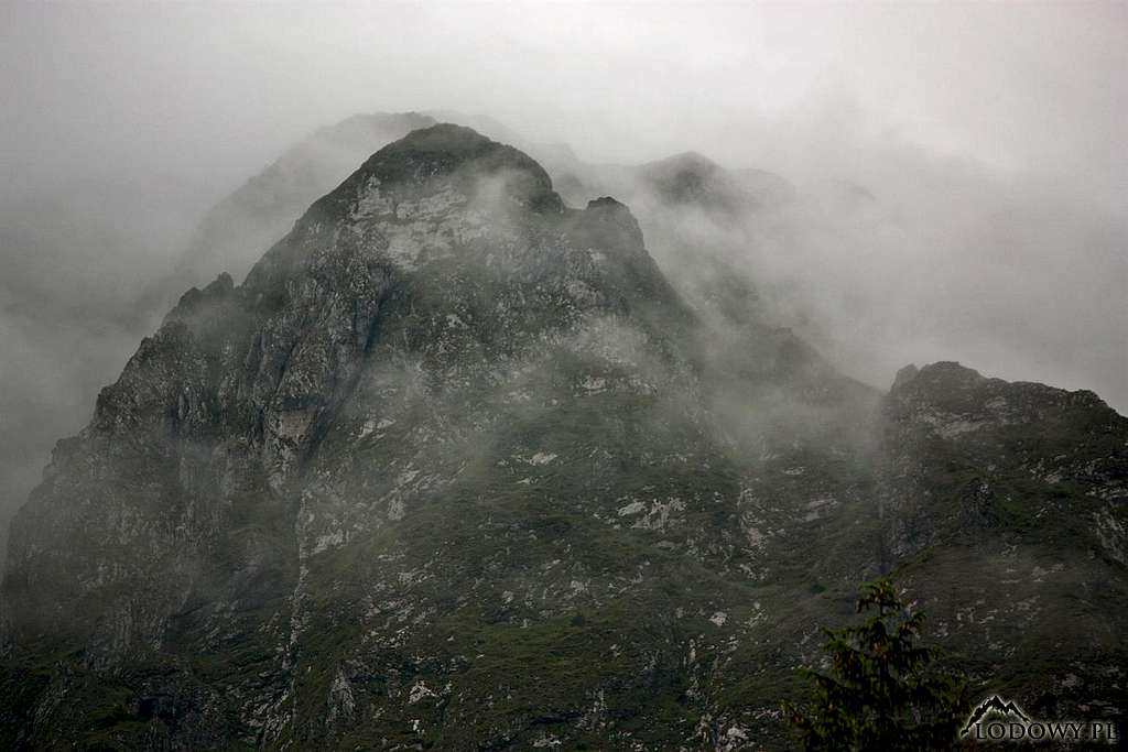 Dark mists around Giewont ridge