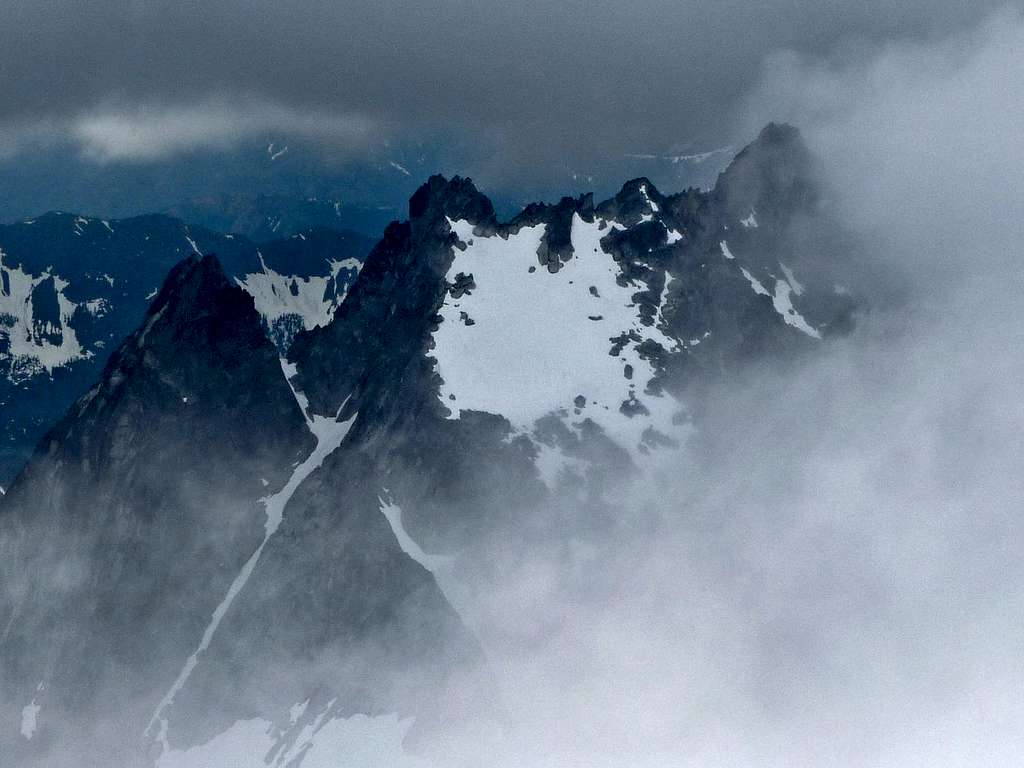 Argonaut Peak though the Clouds