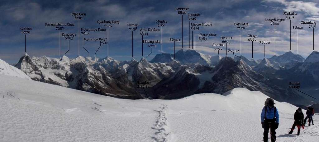 Everest and southern Khumbu from Mera slopes