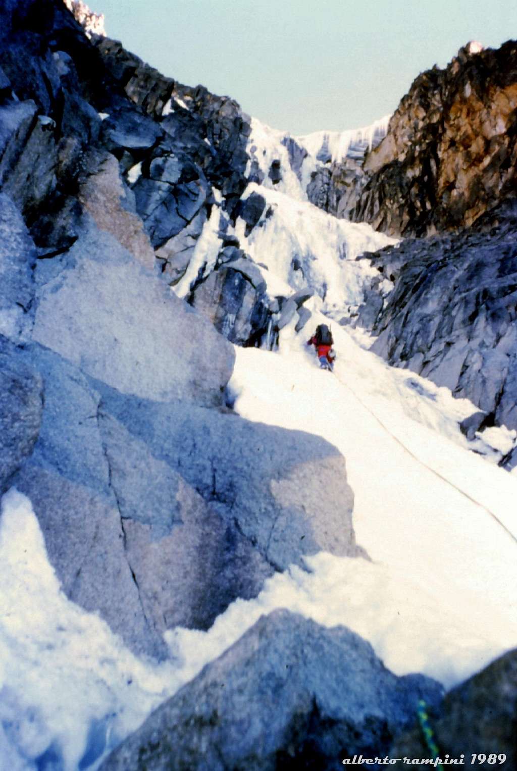 Diamond Couloir lower pitches in 1989
