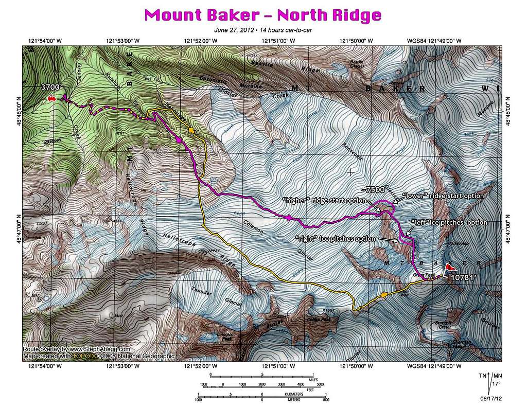 Mount Baker North Ridge topo