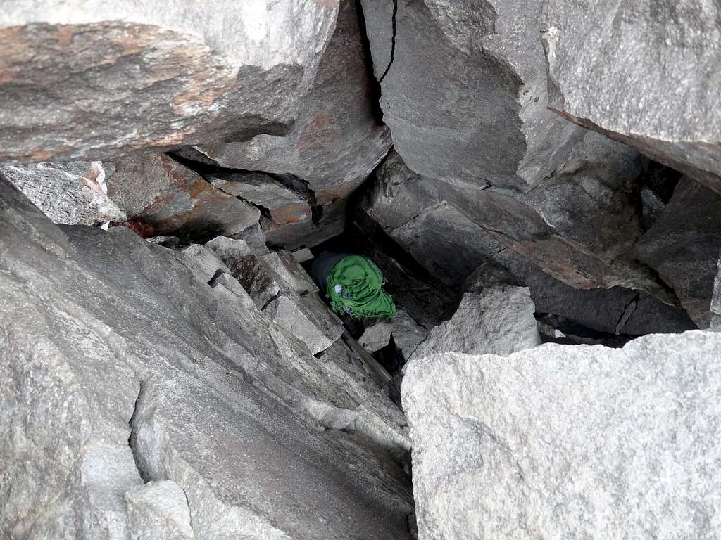 sleeping bag in a crag