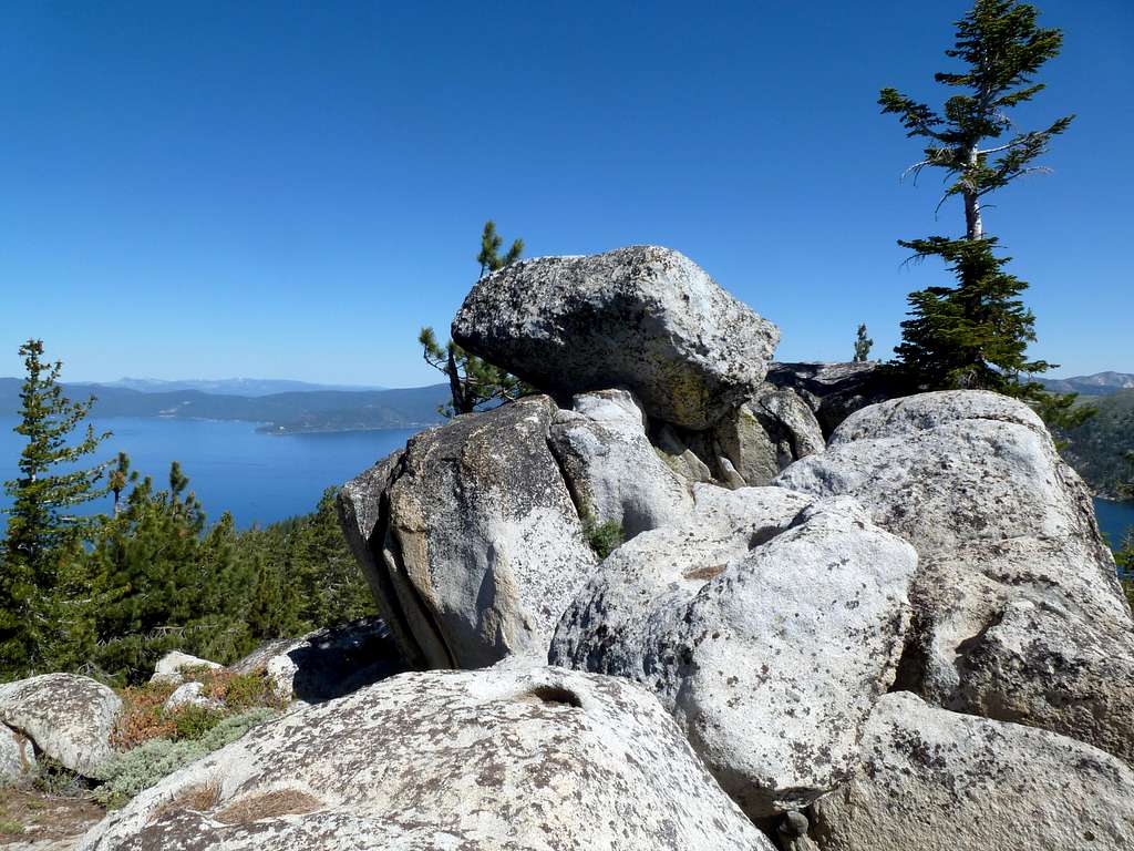 The summit of Peak 8738 with Lake Tahoe behind