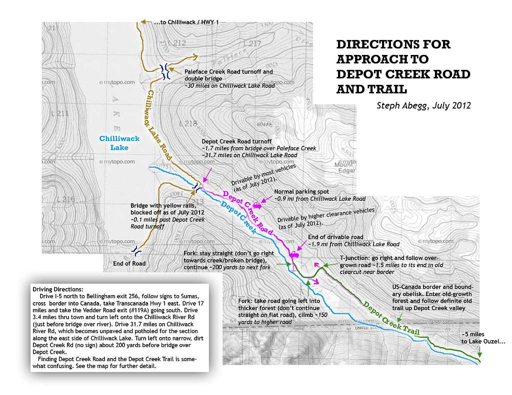 Directions to Depot Creek Road and Trail