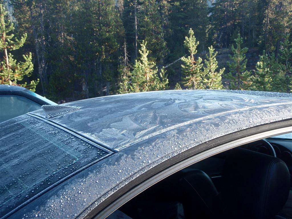 Ice on the car at the trailhead
