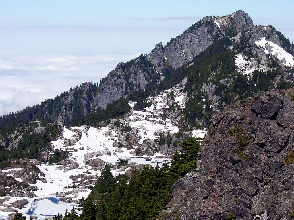 Bathtub Lakes, Mt. Pilchuck west summit, Point 5198, and Point 5074 from the East Knob