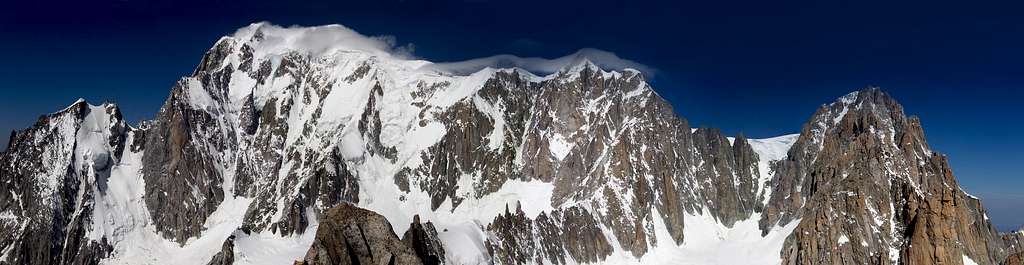 Mont Blanc est side seen from the summit of Tour Ronde