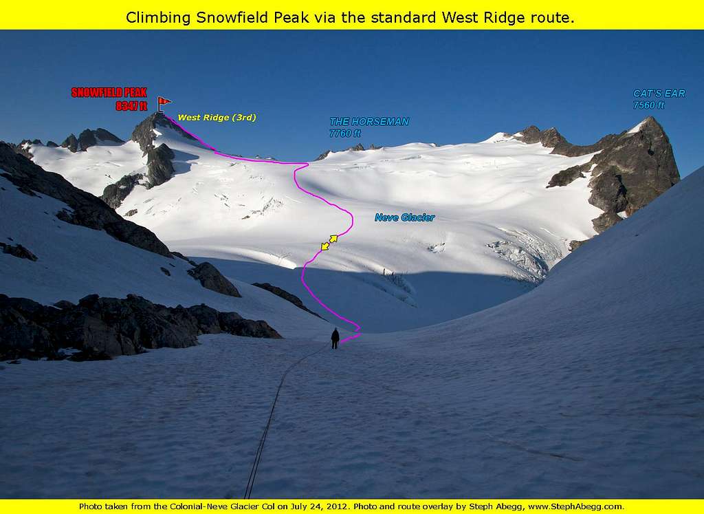 Snowfield Peak route overlay