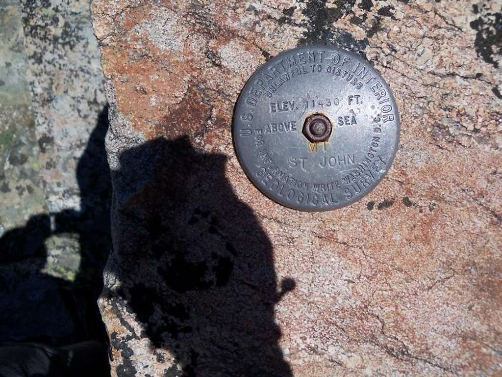 St John survey marker on summit