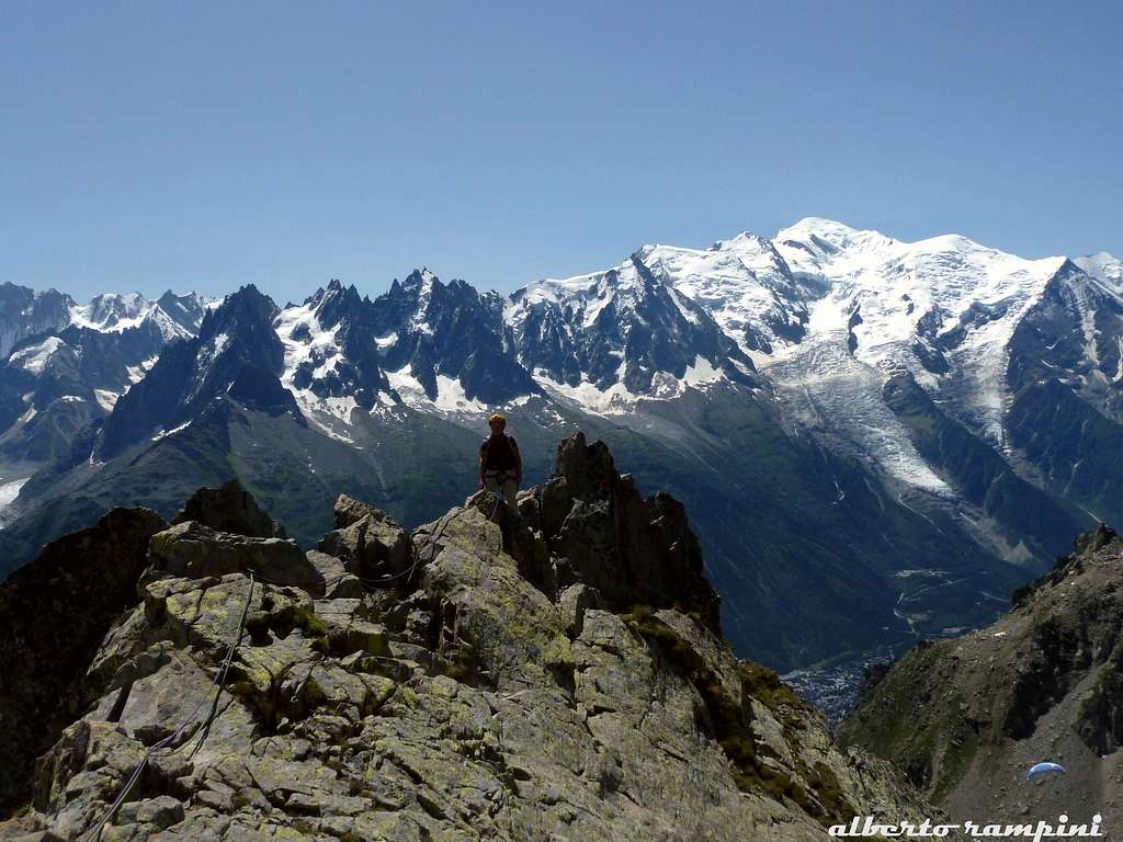 Aiguilles de Chamonix and Mont Blanc from Aiguille de l'Index