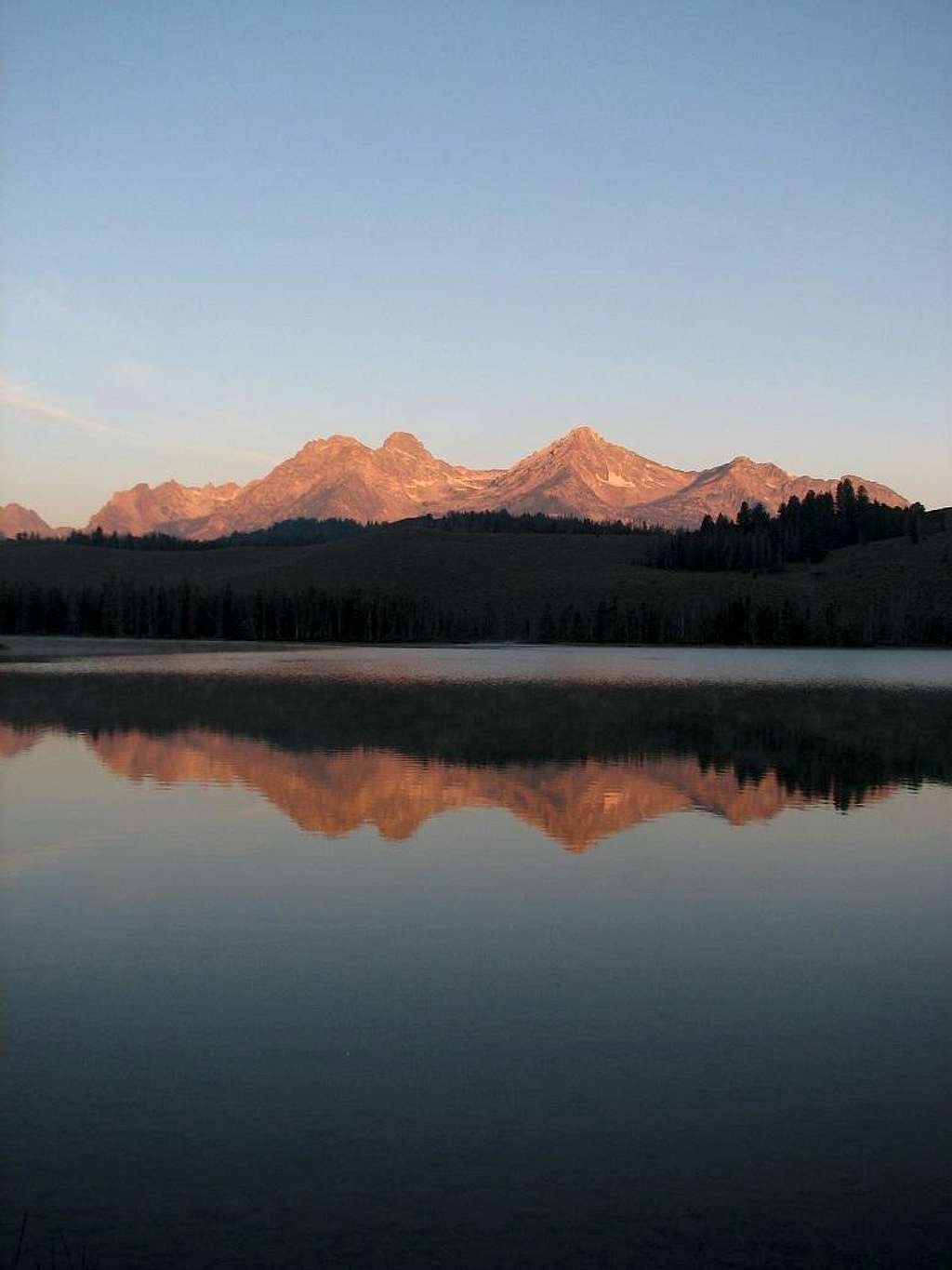Thompson and Williams from Little Redfish Lake at Sunrise