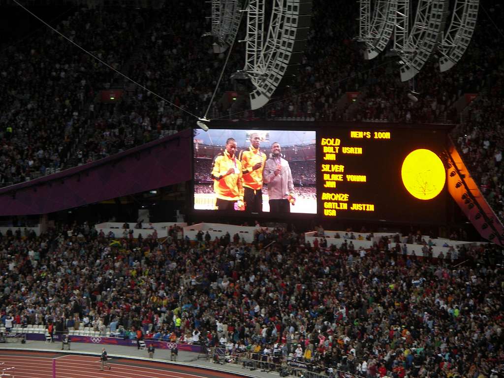 Bolt, Blake, Gatlin 100m Ceremony