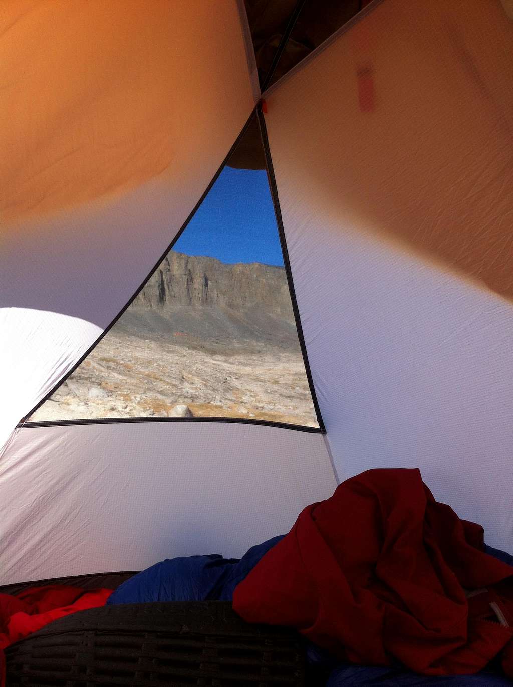 view from the tent in the back-country