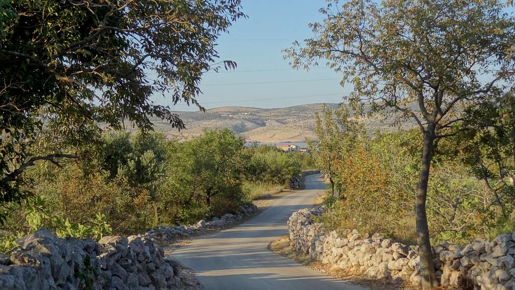 The road leading to Mala Paklenica in early sunrise, looking down to the sea. A mediterranean dream.