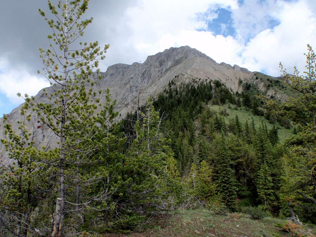 Looking up to west ridge