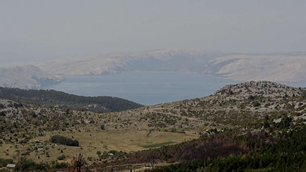 Velebit Landscape near Oltari. Krk's Baška bay in the distance