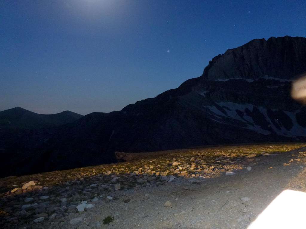 Night view of Stefani peak from Kakalos refuge