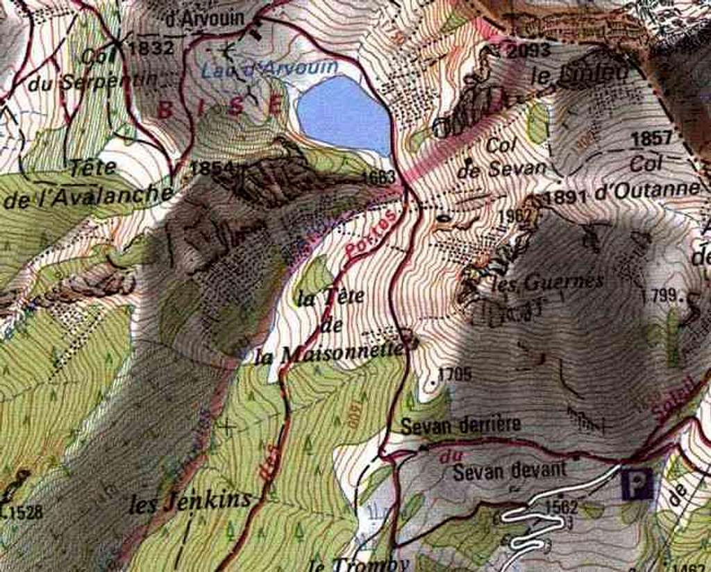 Mount Linleu, map of the...