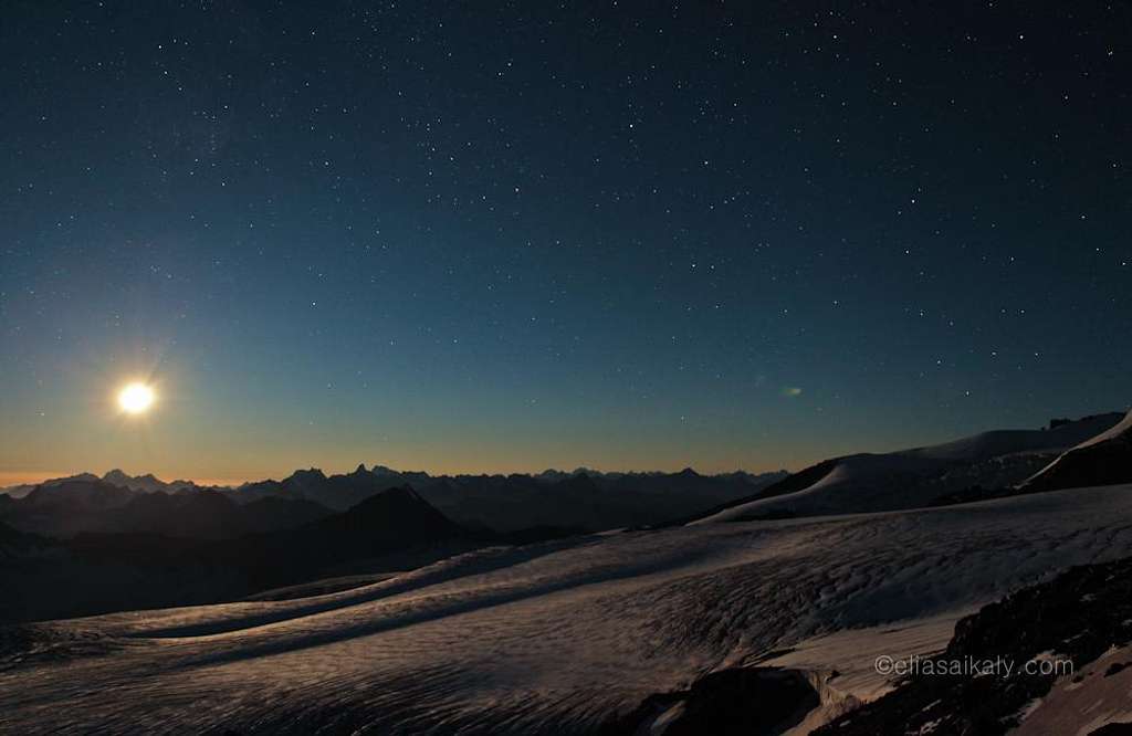 Moon set on Elbrus