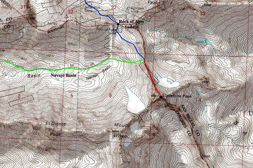 Gladstone Peak Topo Map