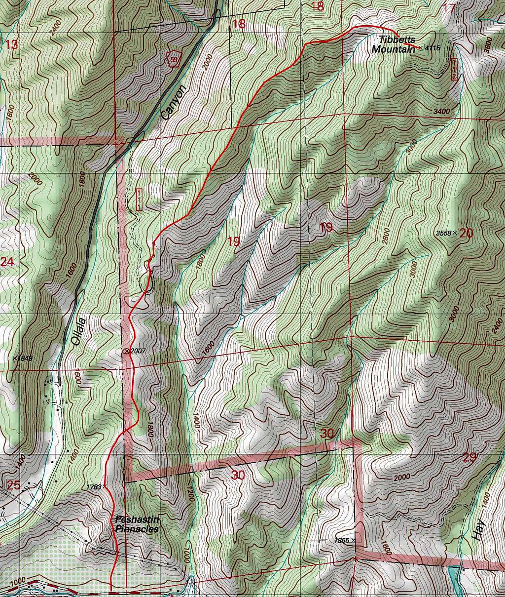 Tibbetts Topographic Map