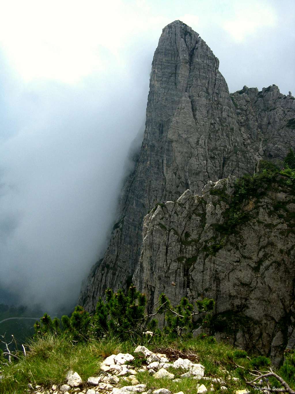 The slender sharp of Baffelan seen from the summit of Torre d'Emmele