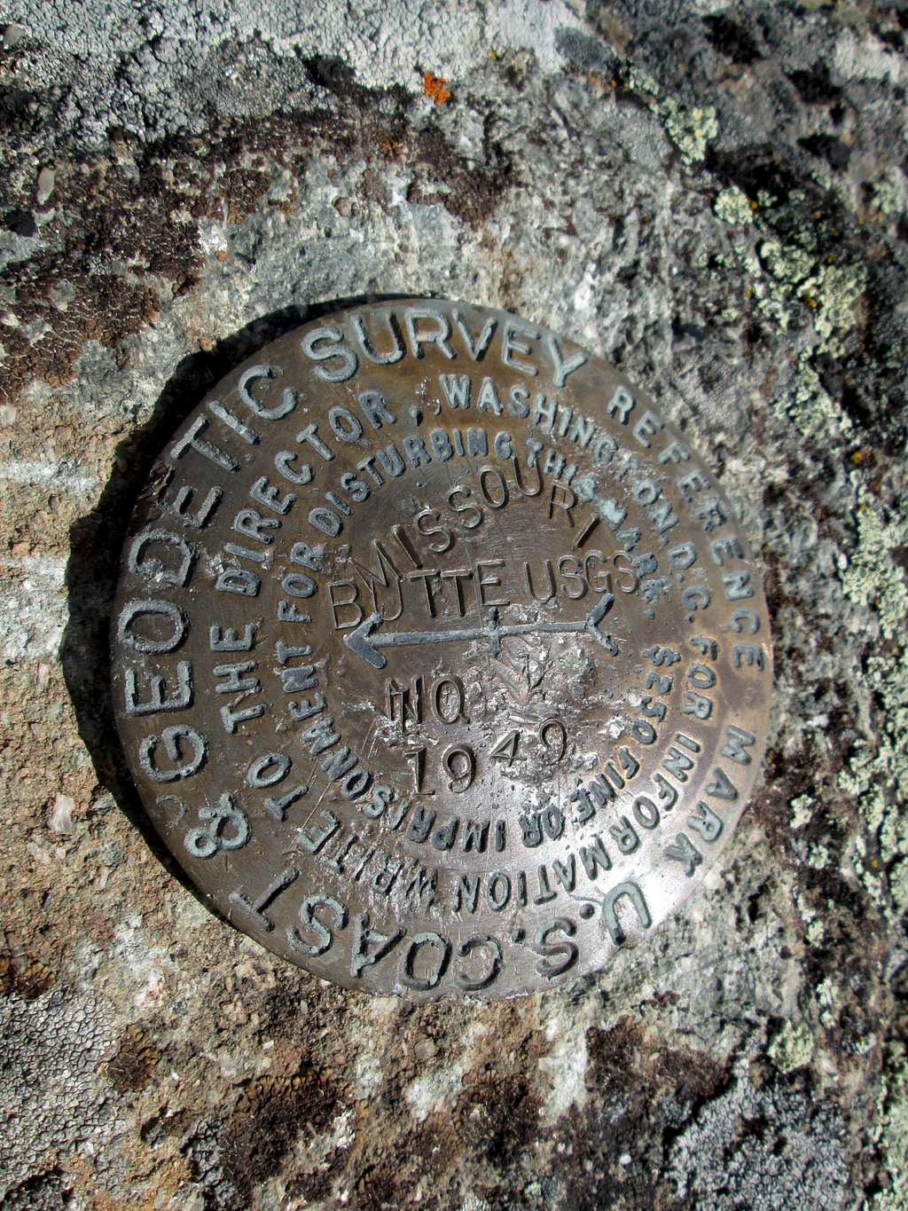 USGS Marker on top of the Northwest Missouri Butte