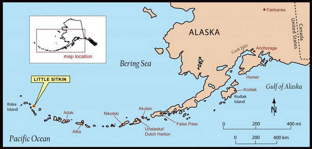 Map of the Aleutian Range