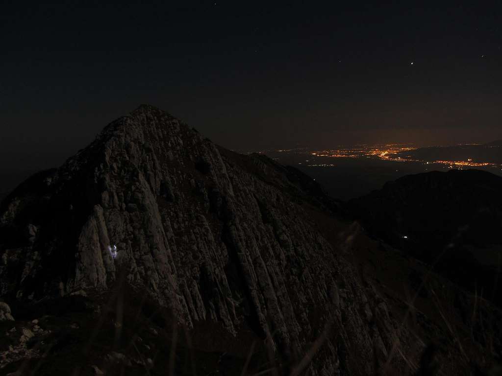 Climbing North ridge in the night