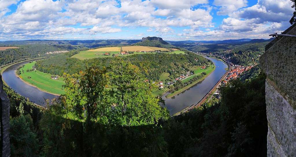 Panorama of Lilienstein and Elbe River