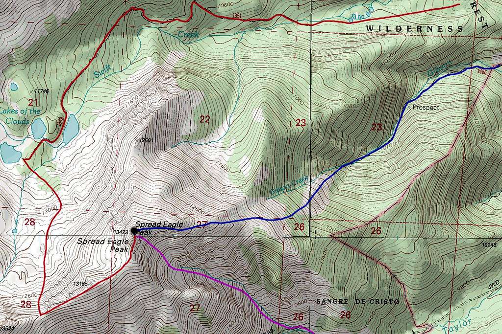 Spread Eagle Peak Topo Map