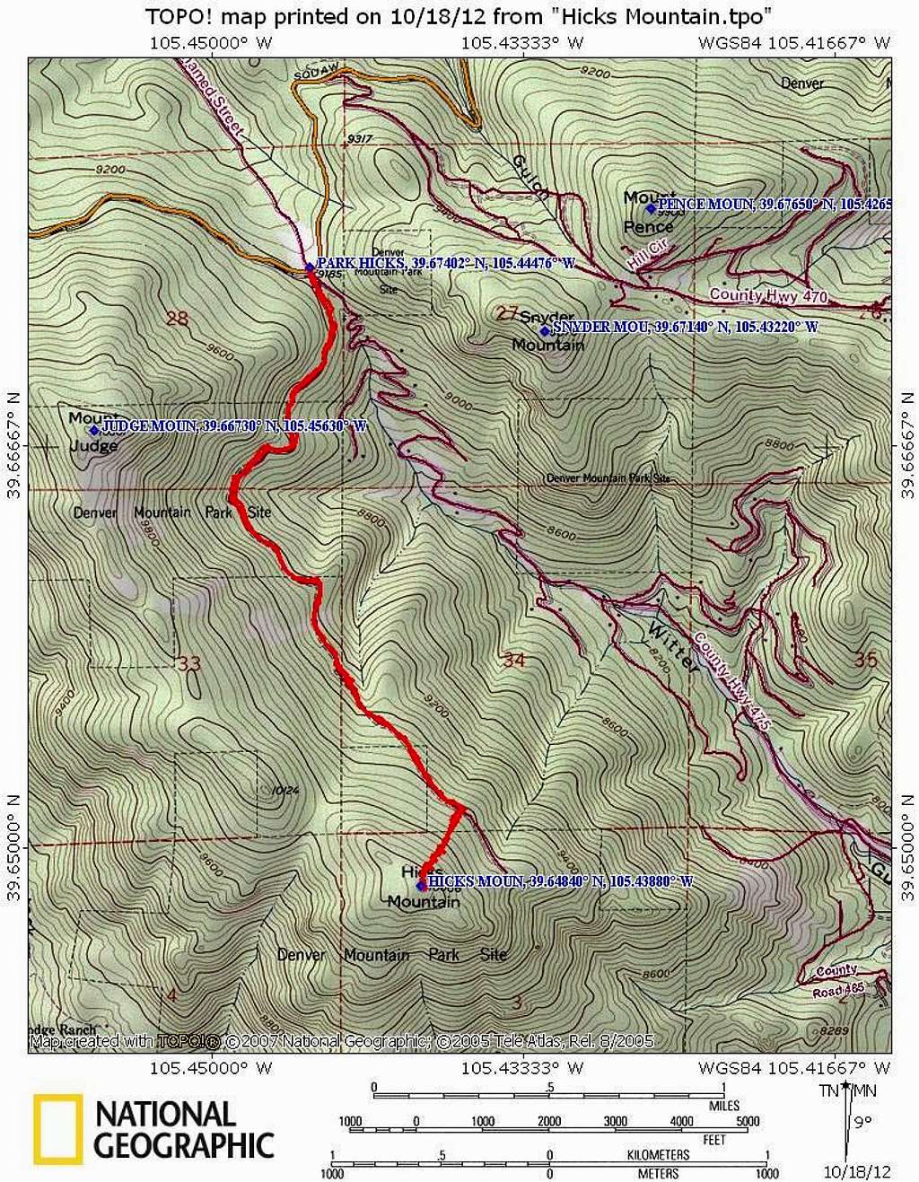 Route from the pass