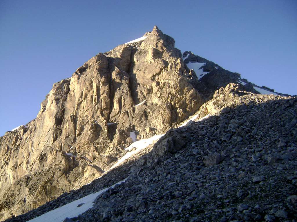 The Middle Teton-Viewed at sunrise from the Lower Saddle