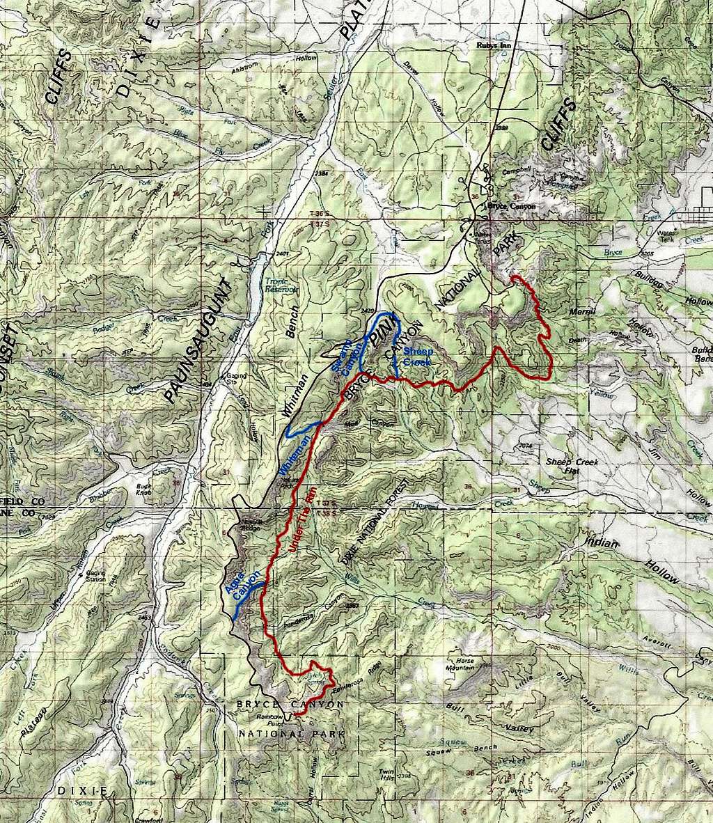 Map of Under The Rim Trail