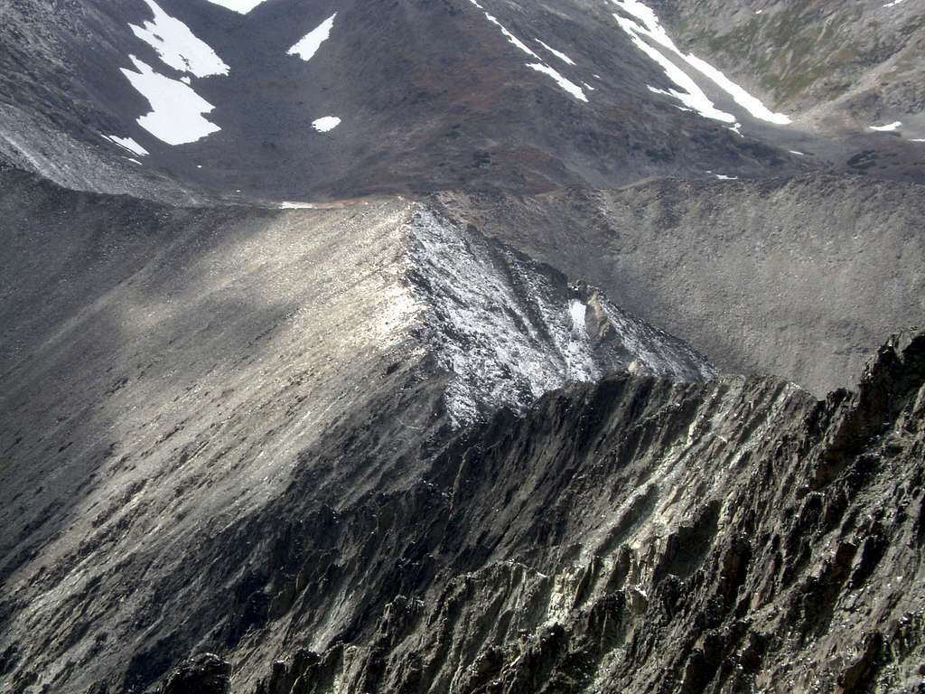 Looking down the west ridge from the summit of Crazy Peak