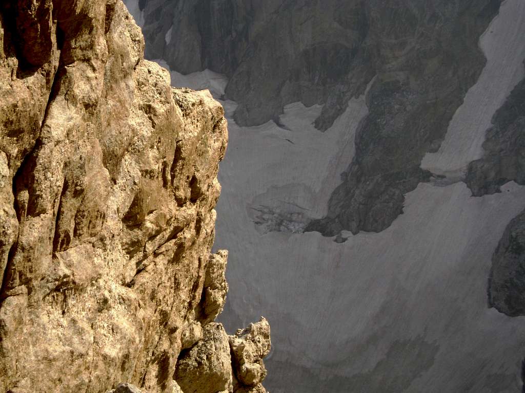 Don't look down!!!-Big exposure high on the Direct Petzoldt route of the Grand Teton