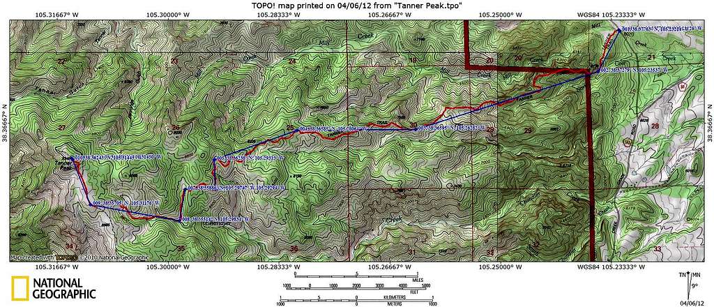 Tanner Peak Route Map