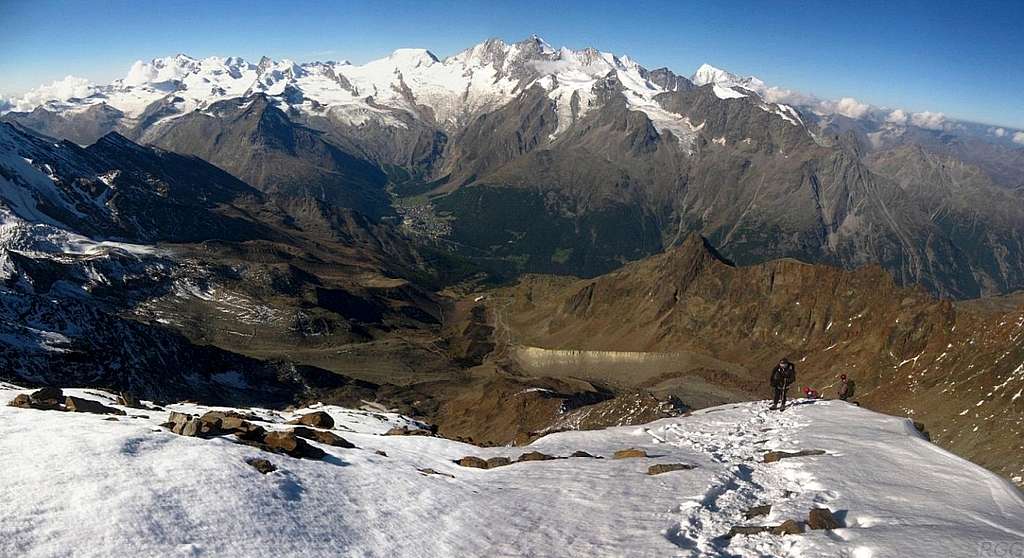View across the Saastal from high on the Lagginhorn west ridge
